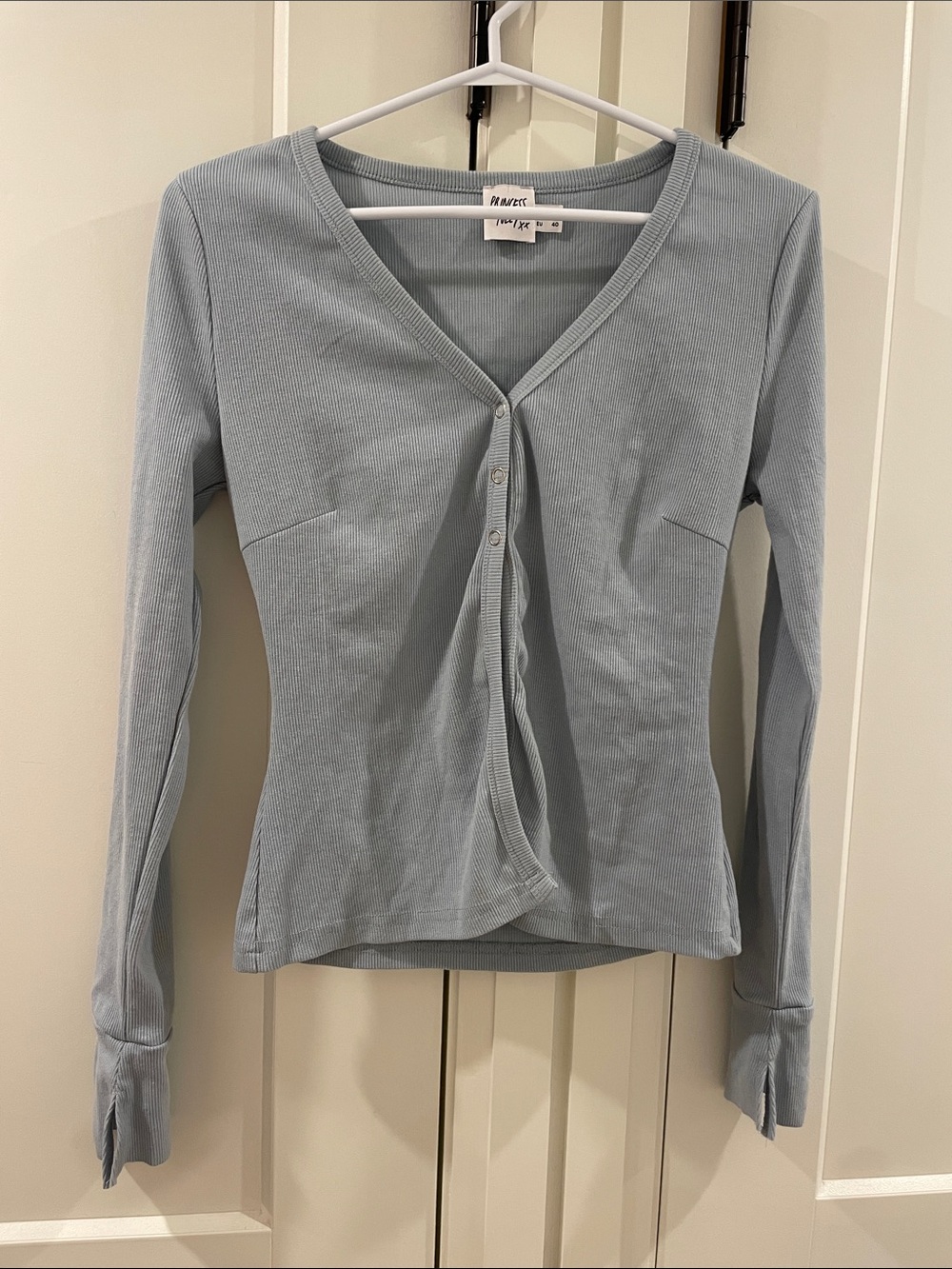 Princess Polly Ribbed V Neck Long Sleeve Top **see description for sizing